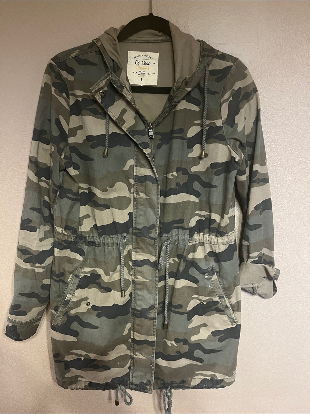 Ci Sono Women's Camo Anorak Jacket in Olive, Khaki, Black